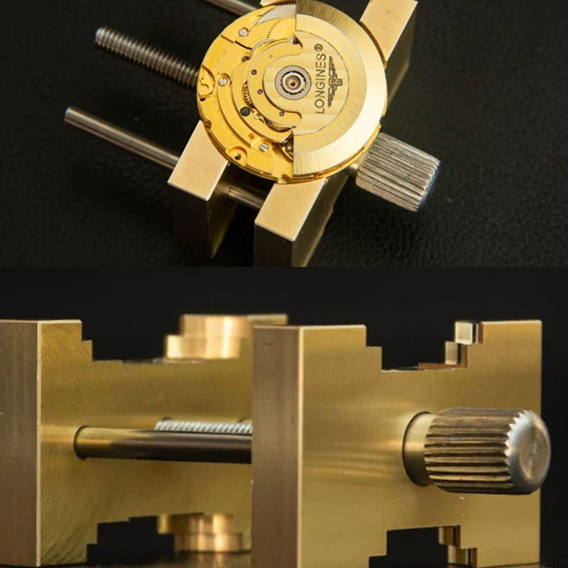2 PCS Extensible and Reversible Brass Watch Movement Holders Multi-Functional Metal Watch Repair Tool Set for Watchmaker Repair