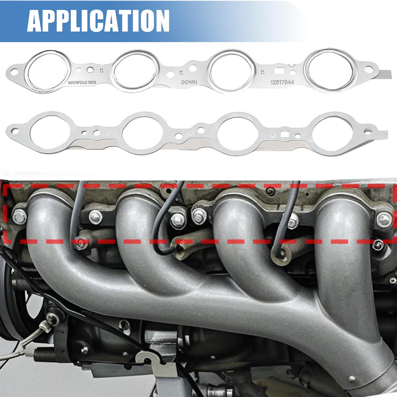 Sorello 2 PCS MLS Exhaust Header Manifold Gasket with Bolts Compatible with Cadillac CTS Escalade for Chevy Camaro Silverado GMC Pontiac for LS Engines 4.8L 5.3L 5.7L - Replaces 12617944 12600530