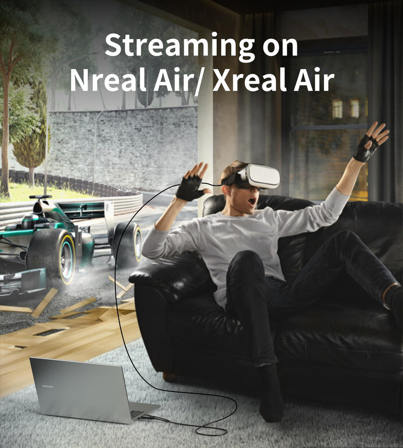 HDMI to USB-C Cable, Xreal Air AR 4K@60Hz 6.6ft HDMI to Type-C,USB Powered, Hdmi to USB-C Adapter, Compatible for Mobile Monitor,Nreal Air, Xreal AR, Rokid air, Switch, Steam Deck
