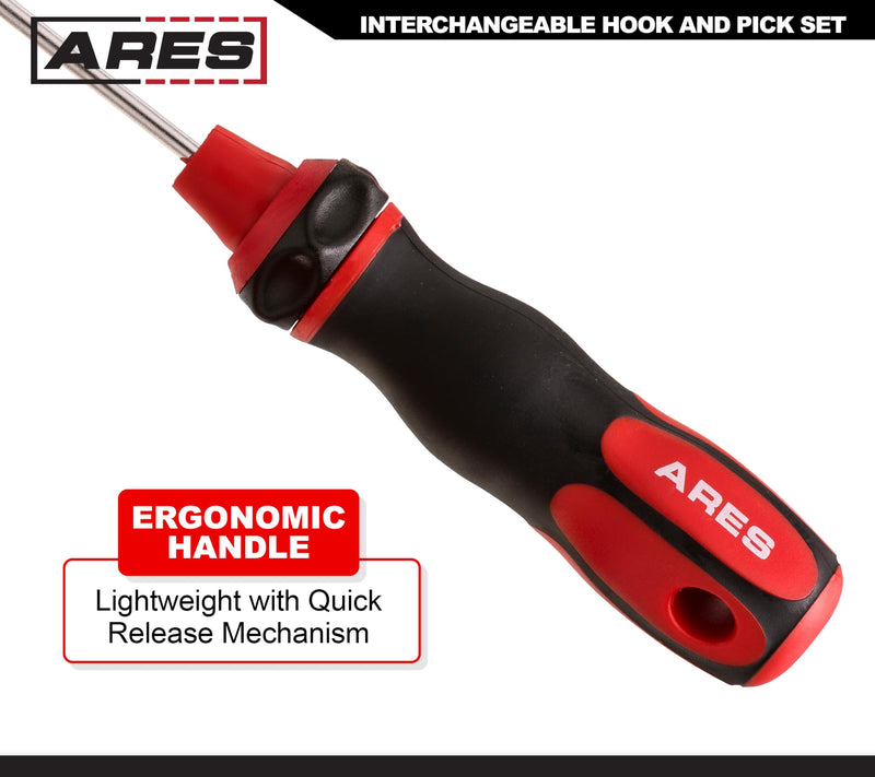 ARES 70255 - Interchangeable Hook and Pick Set - 6-Piece Set Includes Convenient Storage Pouch - Chrome Vanadium Steel Shafts - Easily Remove Hoses, Gaskets and More