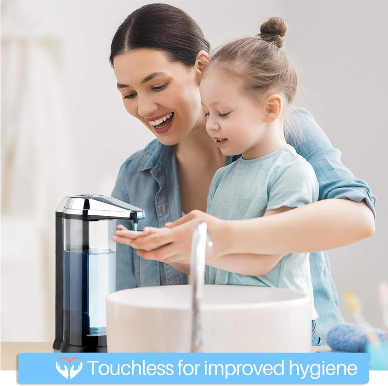 Secura 17oz Automatic Liquid Soap Dispenser, Touchless Battery Operated Hand Soap Dispenser with Adjustable Soap Dispensing Volume Control Dial, Personal Care Dispenser (Chrome) 500ml Chrome