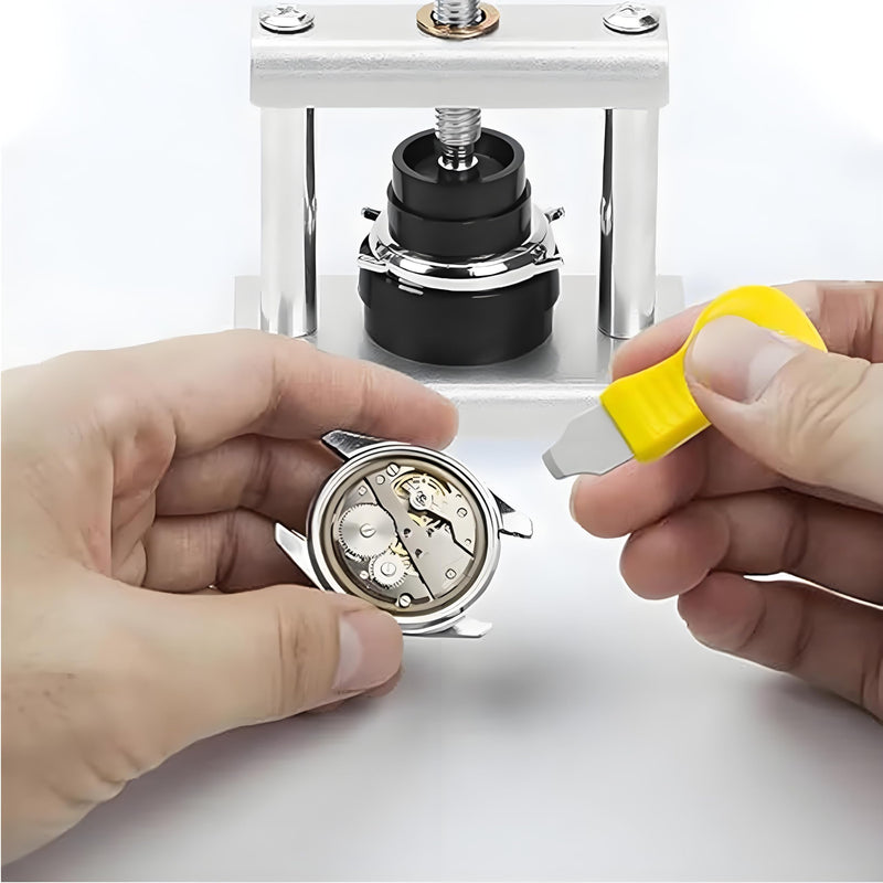 81-Piece Watch Repair Tool Kit, Professional Watch Press Machine with Watch Link Remover, Multi-functional Watch Back Case Opener Closer Set for Battery Replacement, Band Adjustment, and Back Cover Sealing