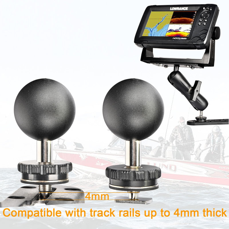 VAUBORTTI Aluminum Fish Finder Mount, Marine Electronic Mount for Boat, C Size 1.5" Ball with T-Bolt Track Base, Compatible with Garmin, Lowrance, Raymarine, for RAM Systems