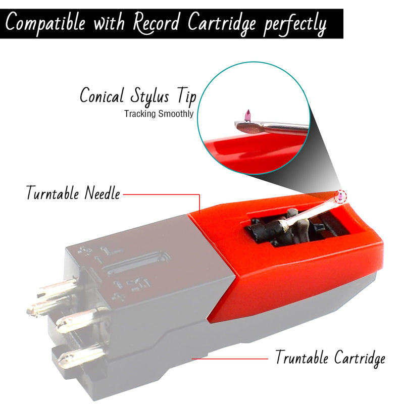 Record Player Needle, Turntable Stylus Record Needles Replacement for Crosley, 1byone, Boytone, LP&No.1, Victrola, and Jensen Vinyl Record Players(Pack of 3)