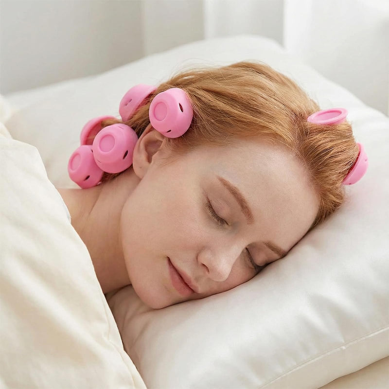 40 Pack Silicone Hair Curlers, Heat-Free Hair Rollers in 2 Sizes, Overnight Magic Curlers for Natural Waves, Soft and Safe for Hair, for Women, Girls, with Hair Net