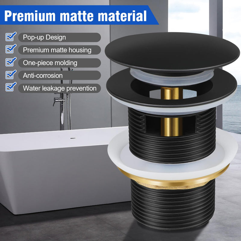 FERUERW Pop-up Drain Kit for Freestanding Bathtub Tub Drain/Stopper,Freestanding Bathtub Drain Stopper,Suitable for Most Freestanding Bathtub Matte Black