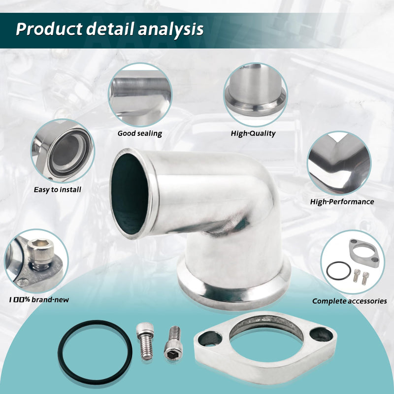 15 Degree For sbc water neck Swivel Aluminum Thermostat Housing Water Neck Polished Compatible with Chevrolet SBC BBC 327 350 454 396 ect Water Neck Thermostat Housing