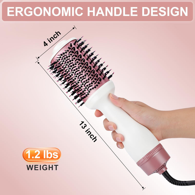 Hair Dryer Brush One Step Dry Detangle Straighten Smooth for Long Hair | Powerful 1200W 3 Speed Settings Titanium Coating Negative Ion Tech Salon-Quality Blowout Styling at Home