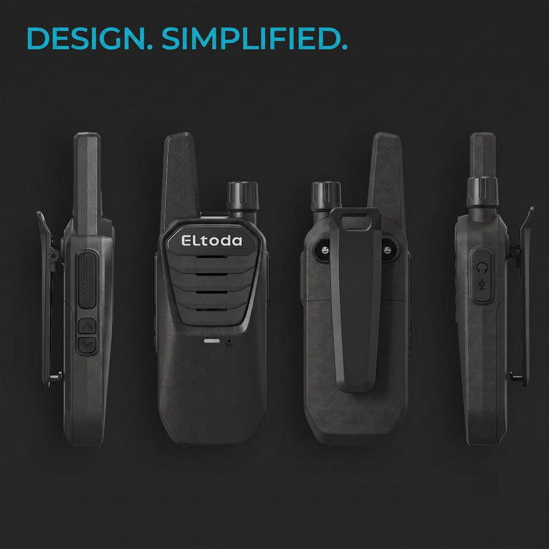 E02 Portable Walkie Talkies for Adults Rechargeable Two Way Radio | FRS License Free, Vox Hands-Free, Keylock, USB-C Charging, 16 Channels, Lightweight, Compact, Woring, Cruise, Hiking, Camping 2 Pack