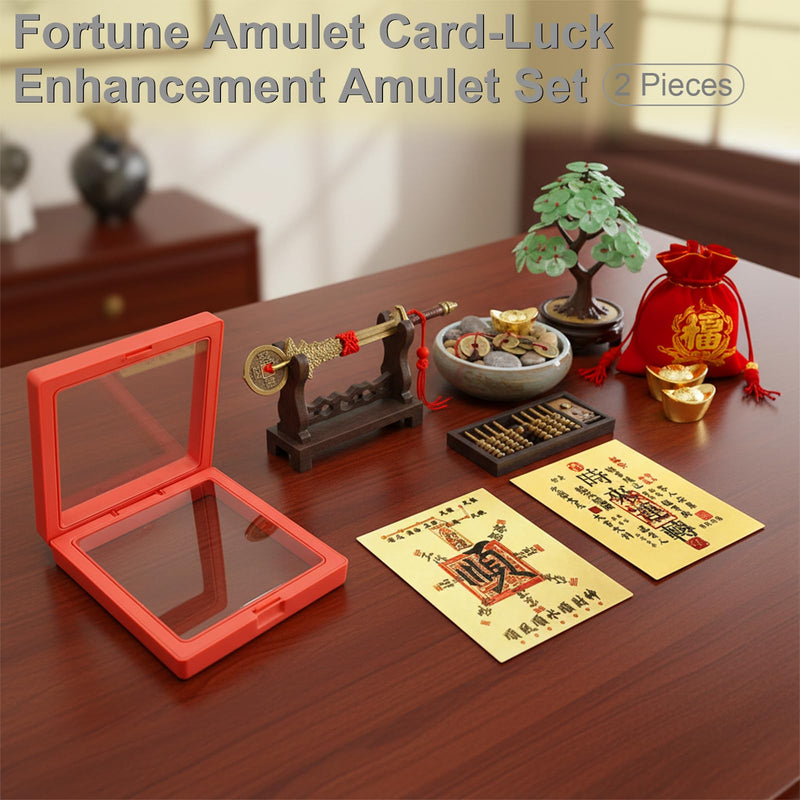 Fortune Amulet Card -2 Pieces Luck Enhancement Amulet Set, Chinese Feng Shui Charm Décor for Turning the Tide of Fortune and Smooth Sailing, Phone Sticker