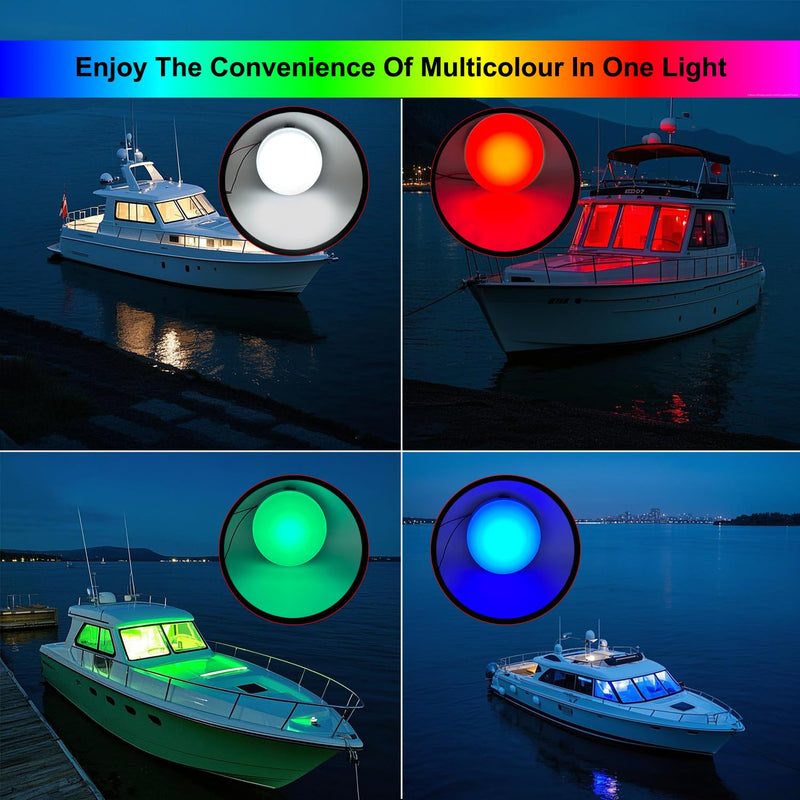 Marine Boat Dome Lights, 5.5 Inch RGBW LED Cabin Light with Toggle Switch, 12V Boat Interior Light with Surface Mount