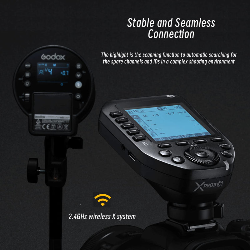 Godox XProII-F XProII F TTL Wireless Flash Trigger for Fujifilm, Support 1/8000s HSS, TTL Autoflash, Manual Flash, TCM Function, 5 Delicated Group Button, Large LCD Display, Smart APP Control
