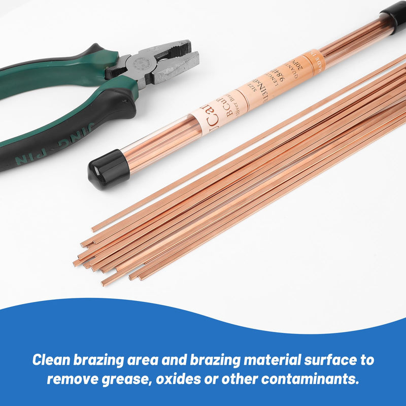 20 Sticks 5% Silver Solder Brazing Rods BCuP-3 Copper Phosphor Alloys Welding Rods 0.050" x 1/8" x 10" Brazing Rods BCuP-3 5% Silver Solder Copper Welding Rods