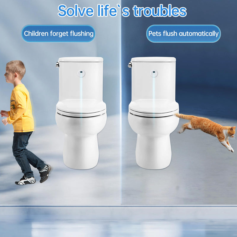 Automatic Toilet Flusher Kit, Touchless Motion Sensor Flush for Toilet, 12” Sensor Range, Battery-Powered, Easy Install, Compatible with Most Toilets CN27B KERDE