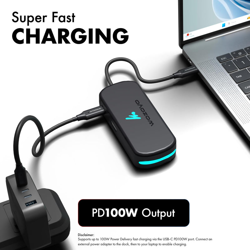 Type C 5 in 1 Wozoyo Docking Station with USB 5Gbps (3.2 Gen 1), 2XUSB 2.0, 4K@60Hz HDMI, and PD 100W – Compact USB-C Hub, Portable Design, Compatibility with macOS, Windows, Android, and iOS 5-in-1