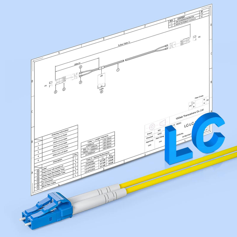 10Gtek Fiber Patch Cable - LC to LC OS2 10Gb/Gigabit Singlemode Jumper Duplex 9/125 LSZH Fiber Optic Cord for SMF SFP Transceiver, Yellow, 12-Meter(39.4-ft) 12m 1