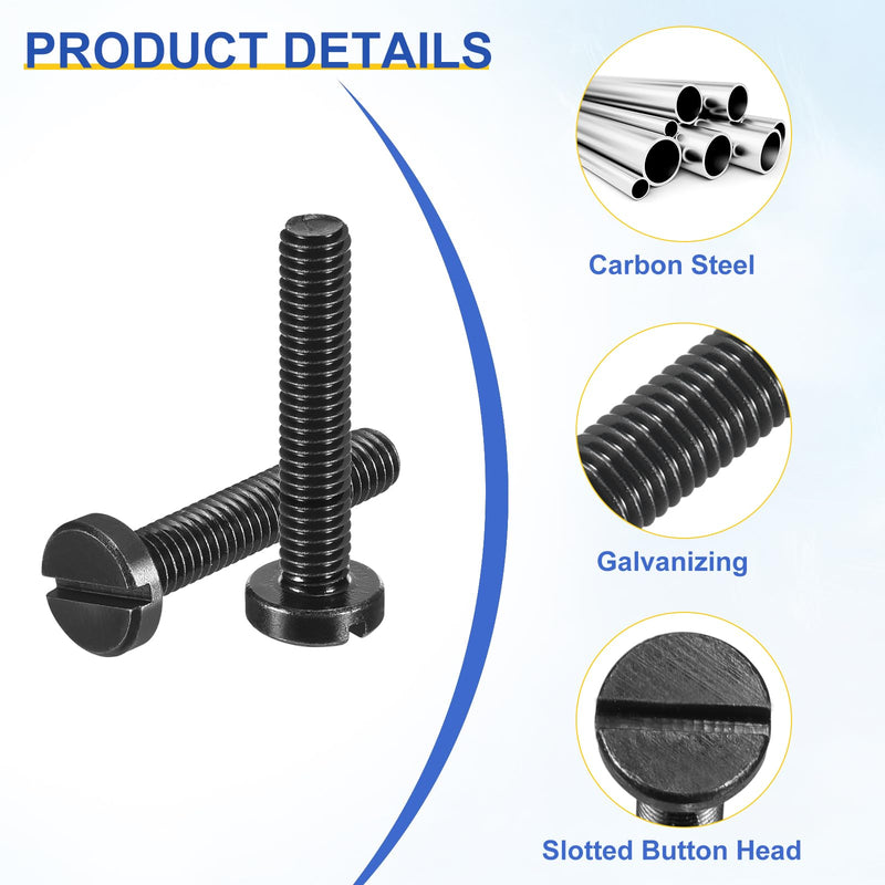 uxcell Black Oxide Slotted Button Head Screws, 50Pcs 12-28 x 1 Carbon Steel Machine Screw for Furniture and Electrical Components Installation 12-28 x 1" 50