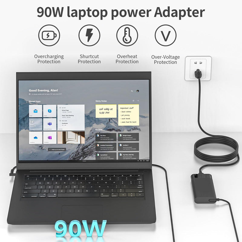 90W 4.62A 4.5mm Blue Tip Laptop Charger Compatible with HP Spectre X360 13 15 Envy 14 15 17 TouchSmart M6 M7 15-j 17-j Series 710412-001 710413-001 710414-001 Adapter Power Supply Cord 90W