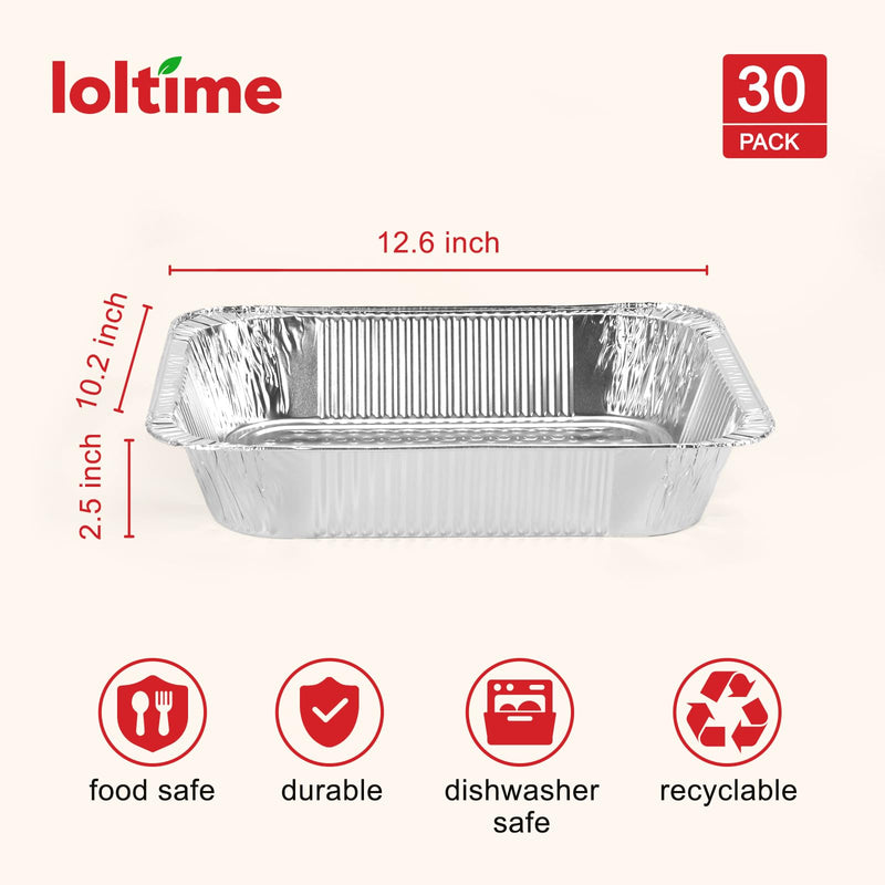 9x13 Aluminum Foil Pans(30 Pack) – Upgraded Heavy Duty Disposable Foil Pans for Baking, Roasting, Chafing Dish, Thanksgiving, Christmas, Parties & Catering 30Pack