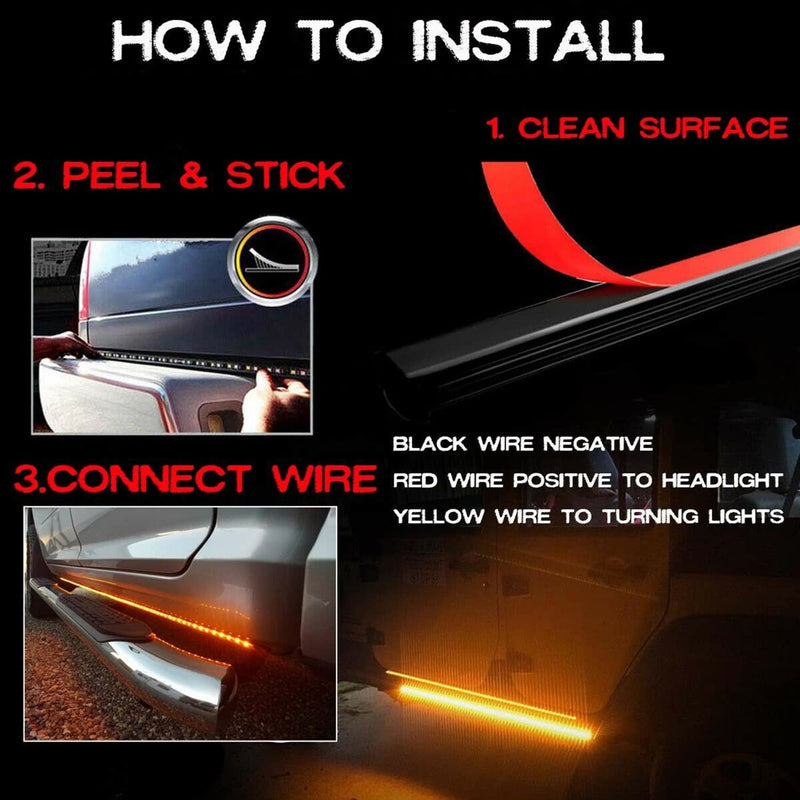 SOCAL-LED LIGHTING 60 Inch Truck LED Running Board Light Amber Side Marker Kit Sequential Turn Signal, White Courtesy Door Lights Extended Crew Cab Led Bar Bed Light Switchback Underglow Strip 60 Inches