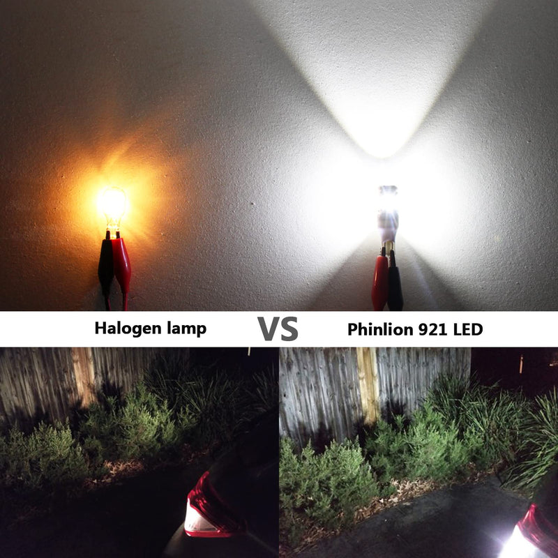 PHINLION 921 LED Bulb Reverse Light, 2600 Lumens Super Bright Canbus High Power 912 T15 922 W16W Backup Replacement Lights, 6000K Xenon White, Pack of 2