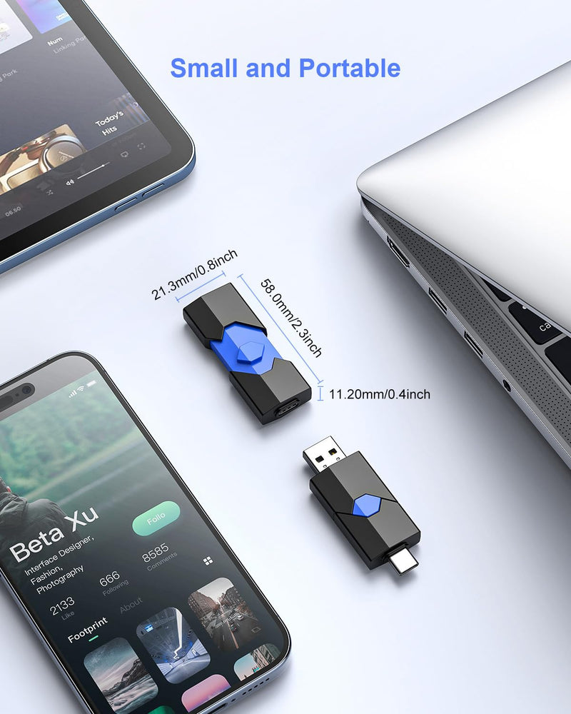 JUANWE 64GB USB C Flash Drive 3 Pack - 2 in 1 Type C + USB A Thumb Drives Retractable Dual Drive USB-C Memory Stick Jump Drive for iPhone 15, iPad, Android Phones, Tablet, Laptop, Computers