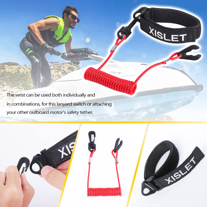 Xislet Yamaha Jet Ski Key Lanyard for Waverunner VX Cruiser FX Engine Safety Stop Tether Yamaha Kill Switch Lanyard Replace EW2-68348-00-00 Aftermarket 6K8-82556-00-00 Jet Ski Accessories