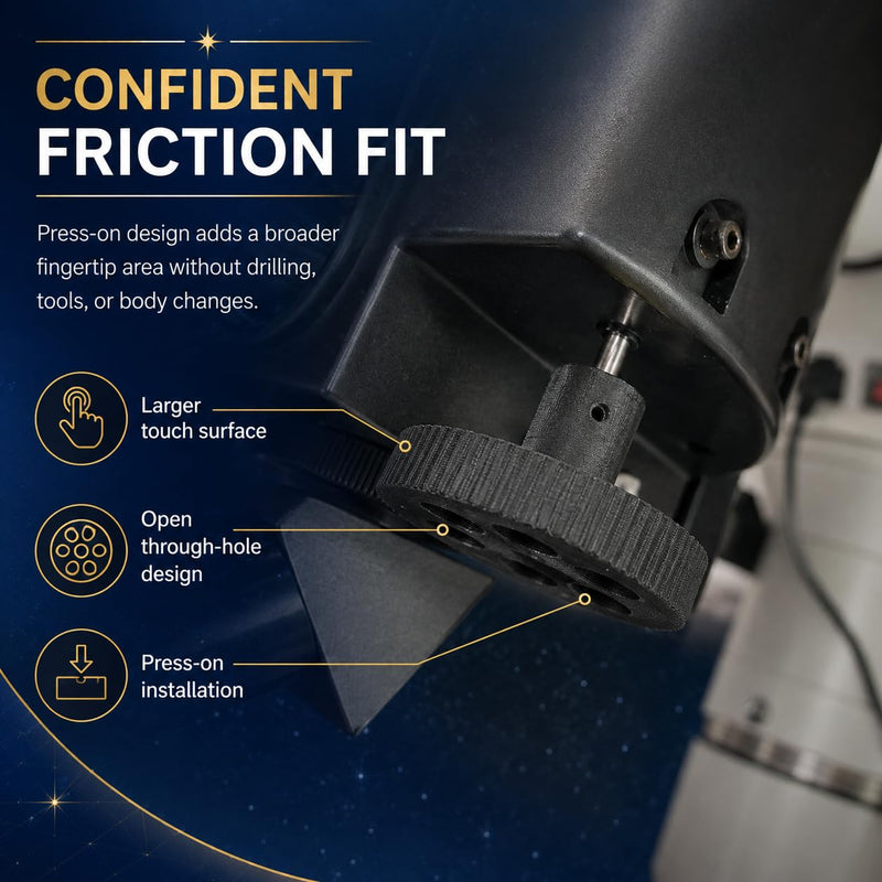 SplashNColor Fine Focus Knob Compatible with Meade ETX125 Telescope – Easier Precision Adjustment | Larger Grip Aid | Smooth Manual Control for Rear Focuser Refresh