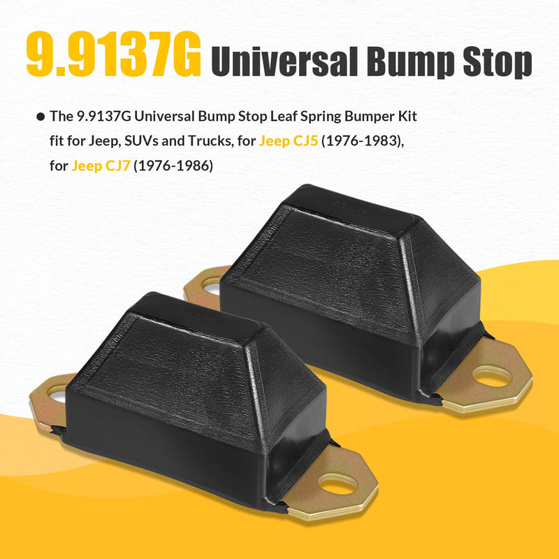 9.9137G Universal Bump Stop Leaf Spring Bumper Kit, fit for Jeep, SUVs and Trucks, for Jeep CJ5 (1976-1983), for Jeep CJ7 (1976-1986), 2-PACK