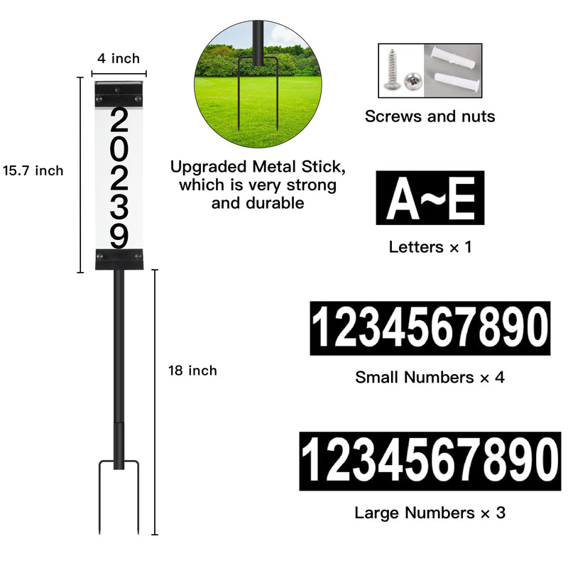 Solar House Numbers for Outside, GOSUNWEY Solar Address Signs for Yard with Stakes Waterproof Lighted House Number Sign, Solar Powered LED Address Plaque Solar House Numbers for House Mailbox Street 1 Pack