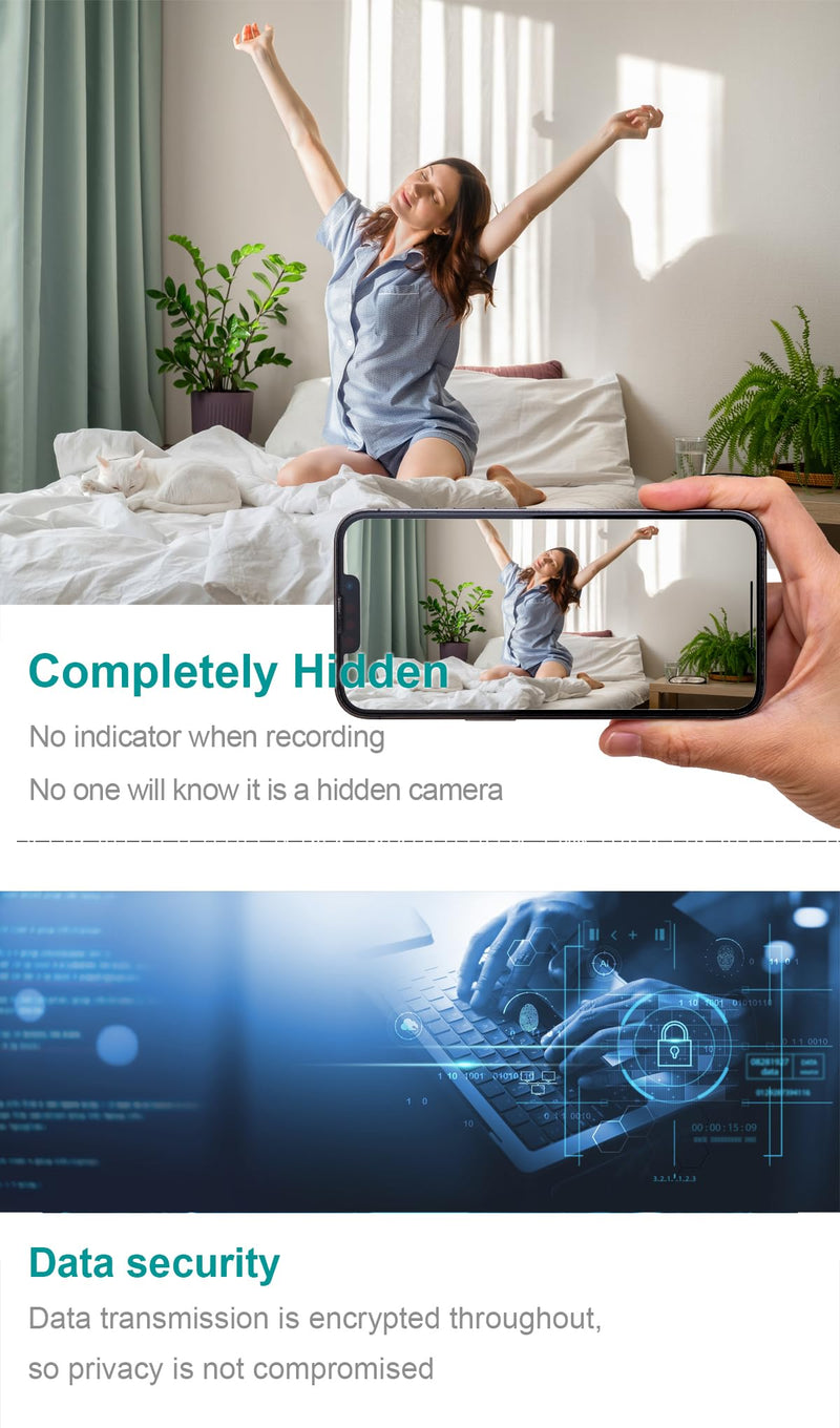 4K Wireless Hidden Cameras Mini Small Spy Security Wall Outlet WiFi Camera Indoor Camera for Home Security【Upgraded】 (CAM)