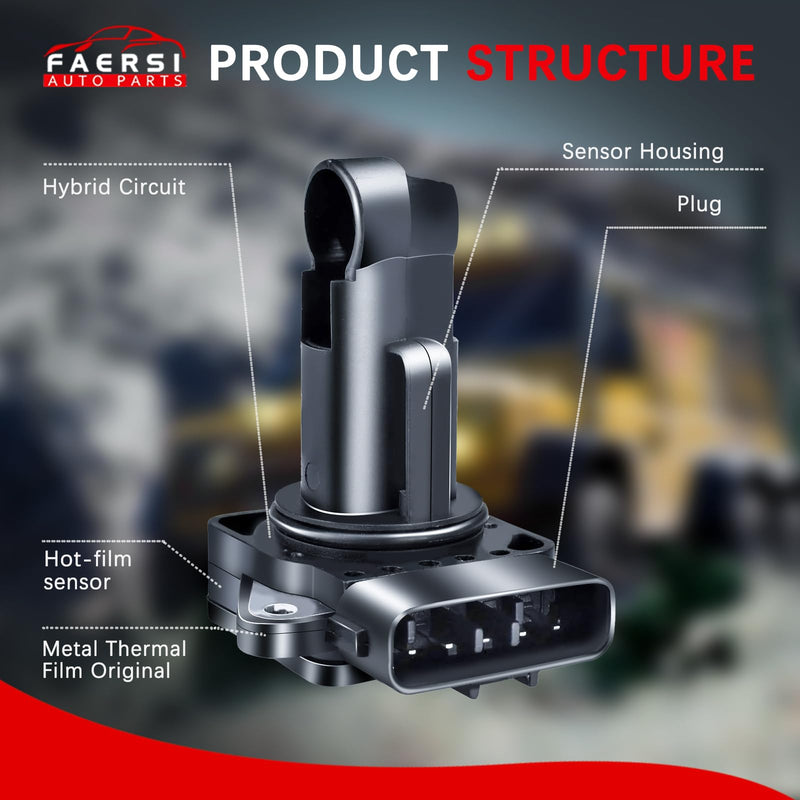 FAERSI Mass Air Flow Sensor Meter MAF 74-50009 AF10029 Replacement for 1999-2012 Mazda 3 5 6 MX-5 Miata Protege 1.6L 1.8L 2.0L 2.3L 2.5L L4 & Mazda 6 3.0L 3.7L V6 & Mazda RX-8 1.3L R2
