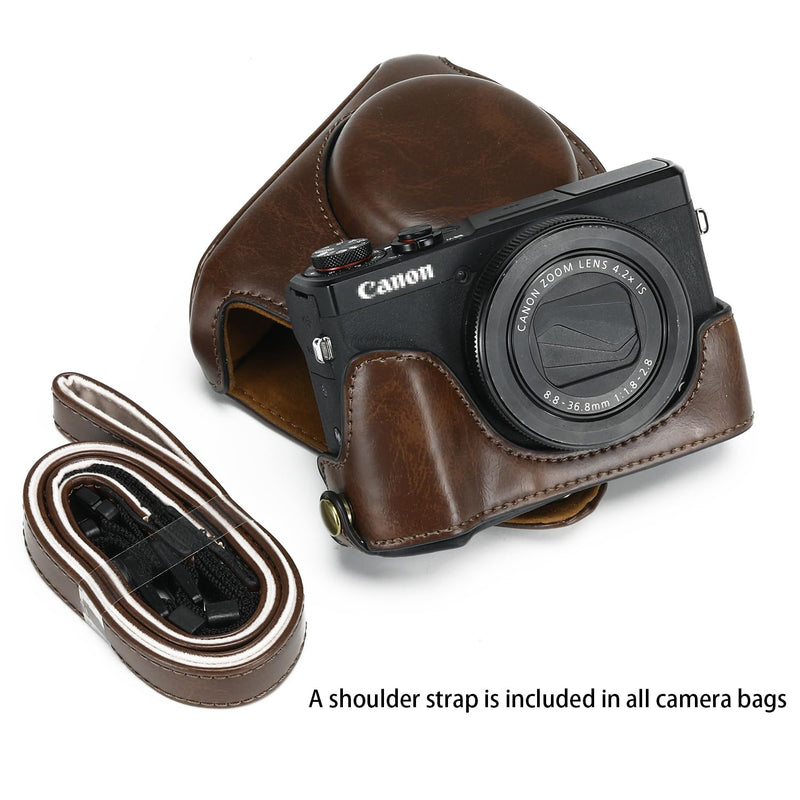 Camera Case for Canon PowerShot G7X Mark III and Mark II, Coffee | PU Leather; Custom Fit; Scratch & Impact Protection; Easy Battery & SD Card Access; Non-Slip Grip; Tripod Ready Coffce