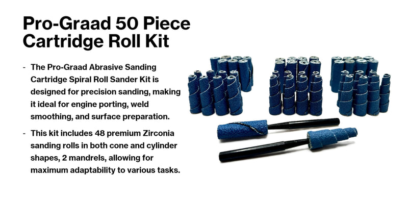 50 Piece Zirconia Abrasive Sanding Cartridge Spiral Roll Sander Kit, Mini Cone & Cylinder Kit for Metal, Wood, Stainless, Welds, Engine Porting – Die Grinder & Rotary Tool Accessories