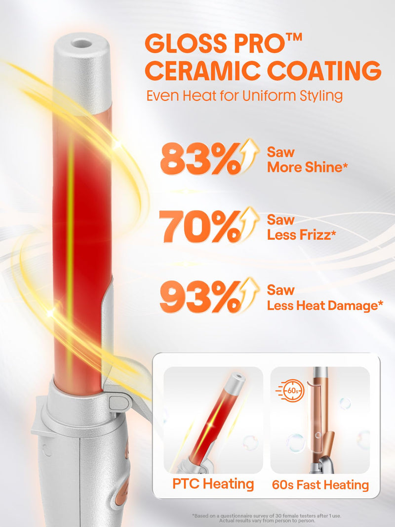 SHEGLAM Rotating Curling Iron, Curl Cycle, 25mm Automatic Curling Wand for Long Hair, Get Effortless Beach Waves with Self Spinning Barrel up to 220°C with Home Button, Dual Voltage
