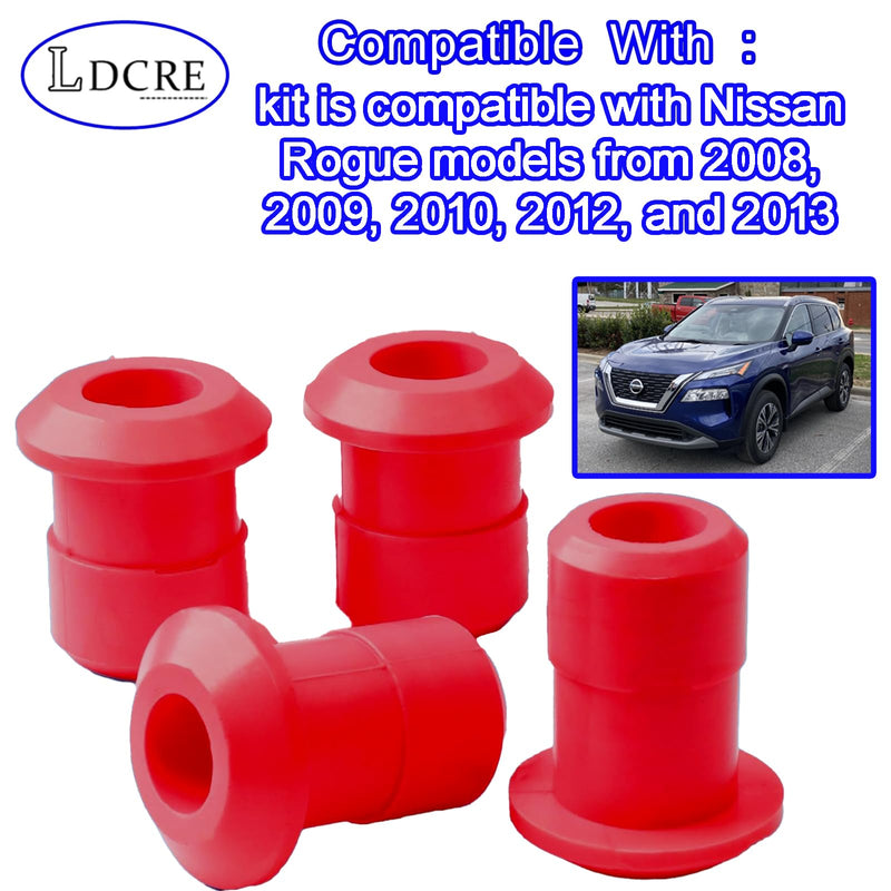 4Pcs Polyurethane Subframe Bushing Kit,Compatible With Nissan Rogue 2008-2013,Front & Rear Sub Frame Bushing Kit Replaces 54466-JD000 54467-BR00A,Red