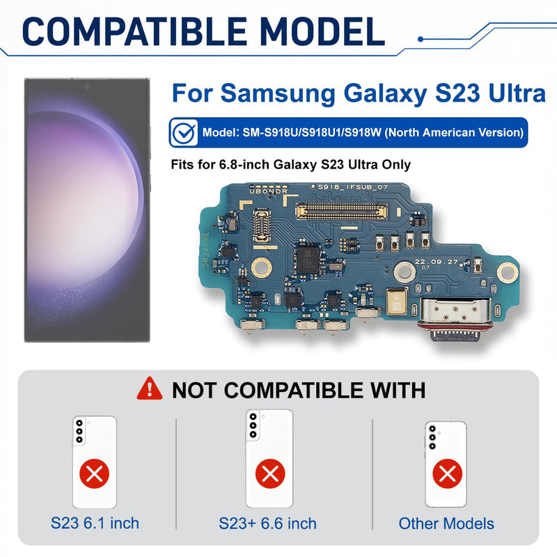 USB-C Charging Port Replacement Compatible with Samsung Galaxy S23 Ultra 5G SM-S918U/U1/W (North American Version)