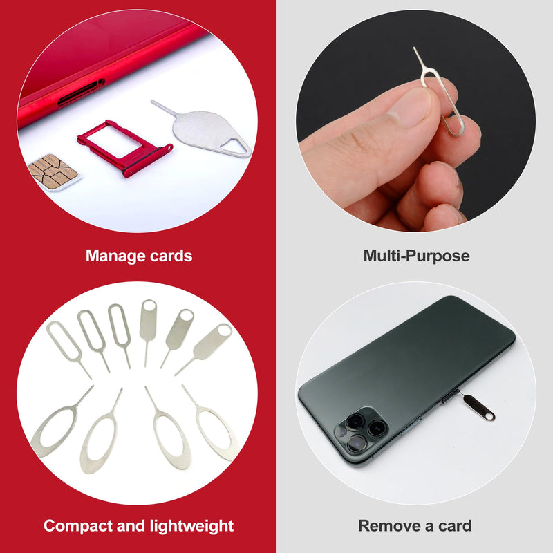 16 Pack SIM Card Removal Tool Kit, Universal SIM Ejector Pin and SD Card Tray Opener Key for All Cell Phones and Tablets, Durable Stainless Steel Phone Pin with Keychain Holder