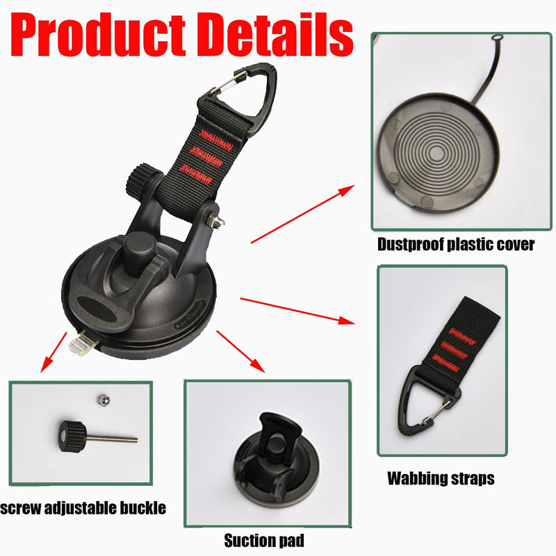 4PCS Suction Cups Heavy Duty with Hooks,Outdoor Strong Suction Cup Wall Anchor for Camping Tarp Accessory,Car Side Awning,RV Boat Window Glass Camping Trap
