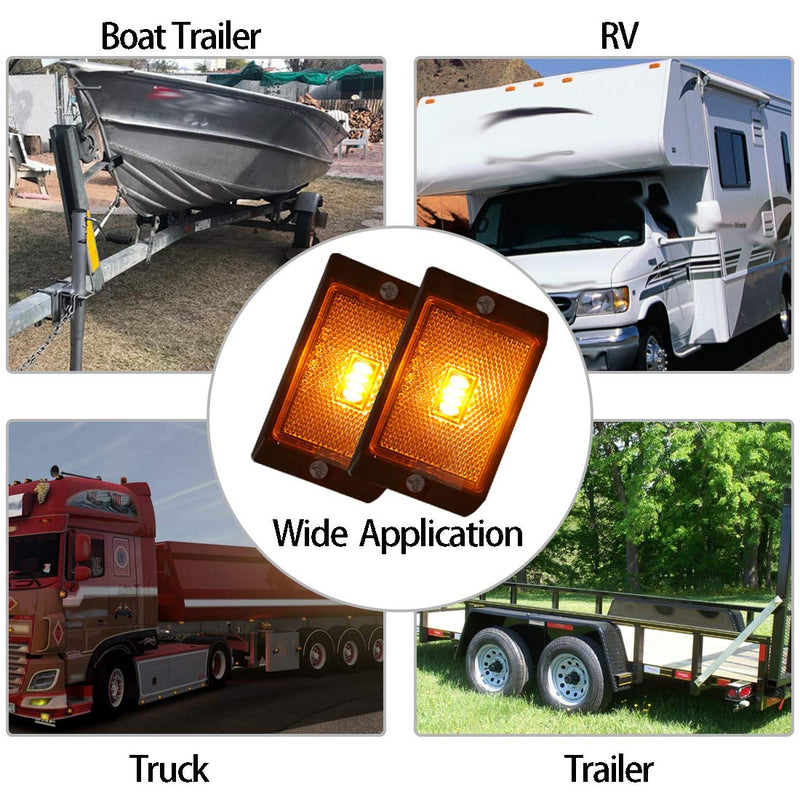 CZC AUTO LED Amber Side Marker Lights Sealed Submersible LED Clearance Reflector Lamps Waterproof Trailer Running Lights for 12V Boat Trailer Truck Marine RV (Amber, 4 pack)