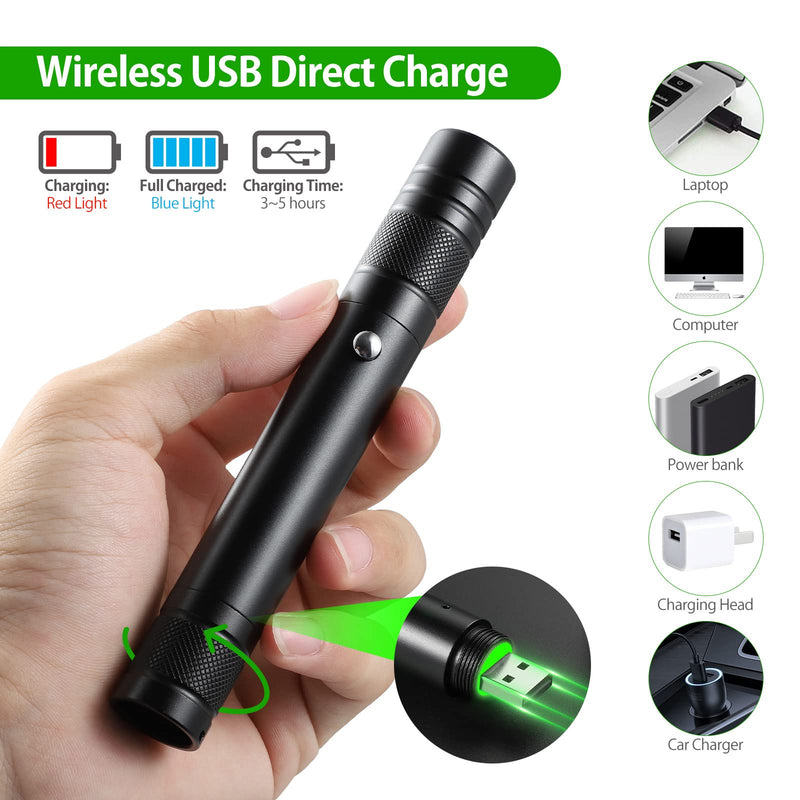 Laser Pointer High Power Rechargeable Lazer Pointer, Laser Pen with Long Range Adjustable Focus with Star Cap, Laser Pointer Pen Suitable for Outdoor, Astronomy, Cats Dogs (Red)