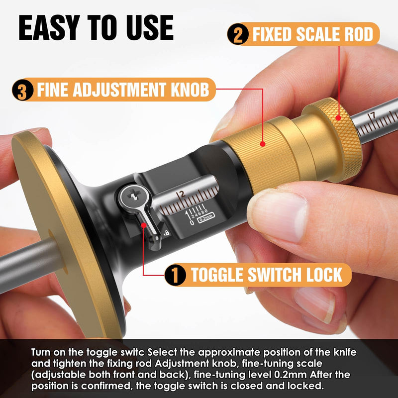 Wheel marking gauge, solid brass marking tool, 0.2mm fine adjustment, draws precise lines, latest roller blade design, an excellent value for everyday carpentry work(Rollable Blade) Rollable Blade marking gauge