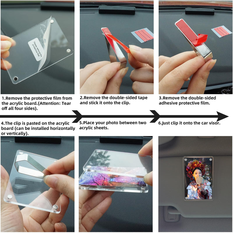 XMALL 2Pcs Car Picture Holder, Suitable for car Visor,Universal for Any Vehicle Model，Show Personal or Family Photos，Great Gift for Drivers，3.5"X2.4" ﻿ 3.5"x2.4"