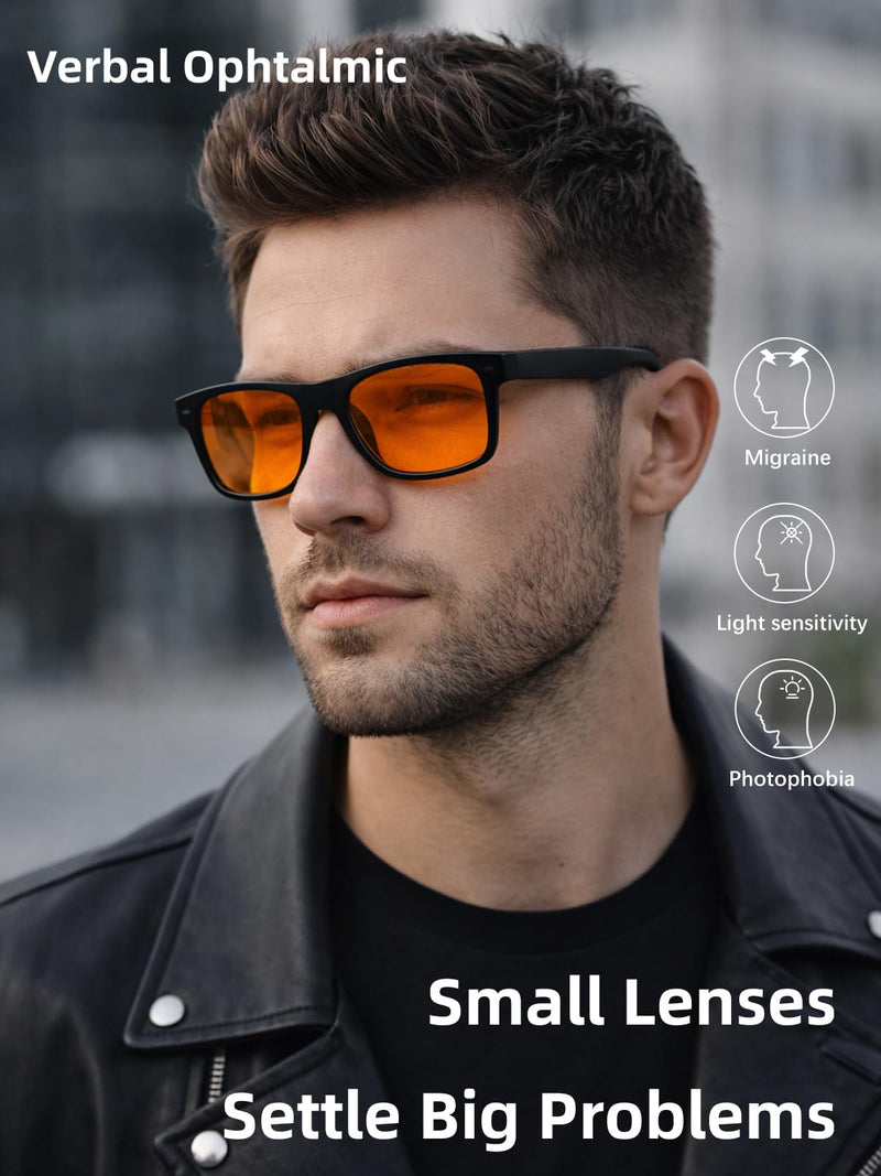 FL-41 and FL-60 Light Sensitivity Migraine Bluelight Glasses Man | Photophobia Eyestrain Glasses, Blue Light Blocking Glasses, Fluorescent Light Glasses, UV Protection, Computer LED Glare Pink/Brown
