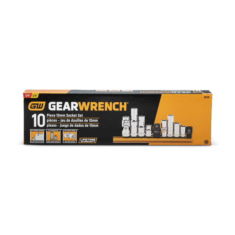 GEARWRENCH 10 Pc. 1/4" & 3/8" Drive 6 Pt. Single Size Socket Set, 10mm - 80319