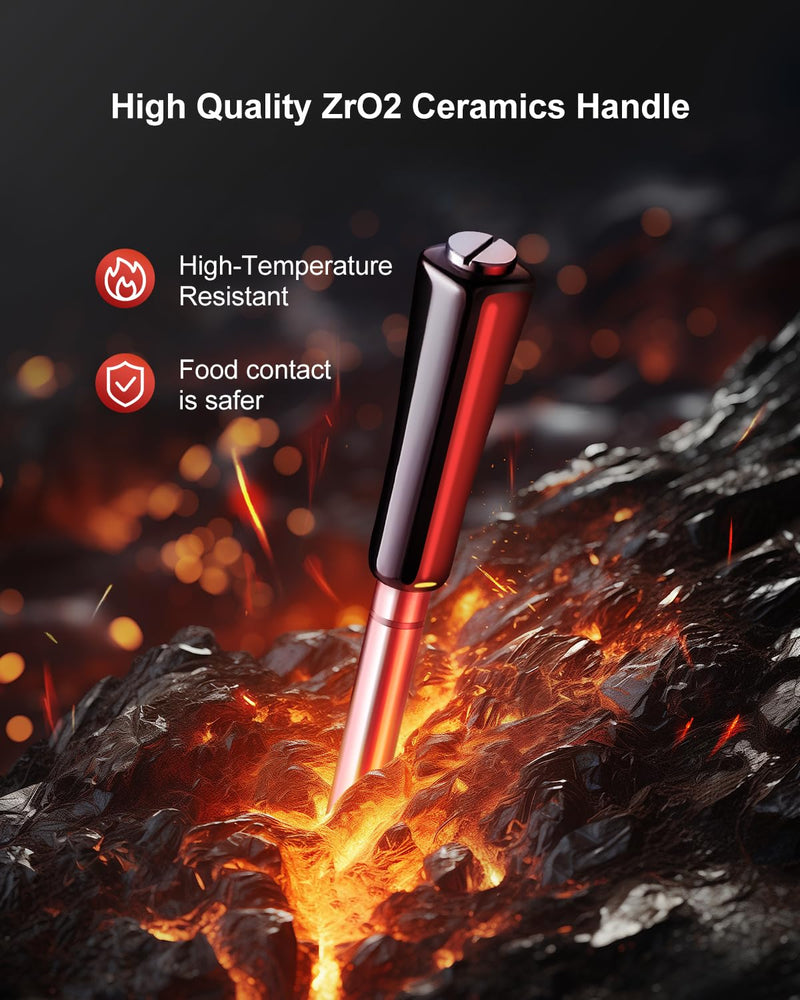500ft Bluetooth Wireless Meat Thermometer for Smoker, Fitflavor Digital Grill Meat Thermometer Wireless for Grilling BBQ Cooking Oven Rotisserie, Rechargeable Battery, IP67 Waterproof (FNT11-4)