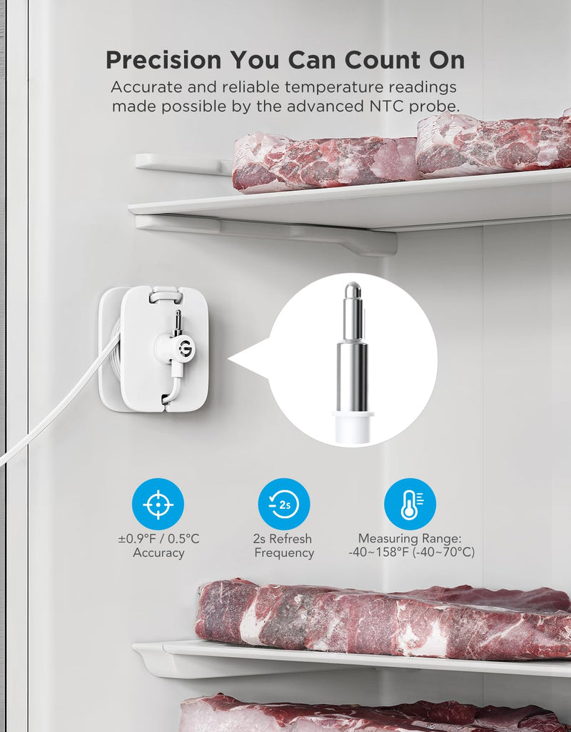 GoveeLife Refrigerator Freezer Thermometer 2 Pack, Bluetooth Temperature Sensor with Alarm, Smart APP Alerts for Fridge/Freezer/Tub(WiFi Gateway Not Included) 2 Sensor