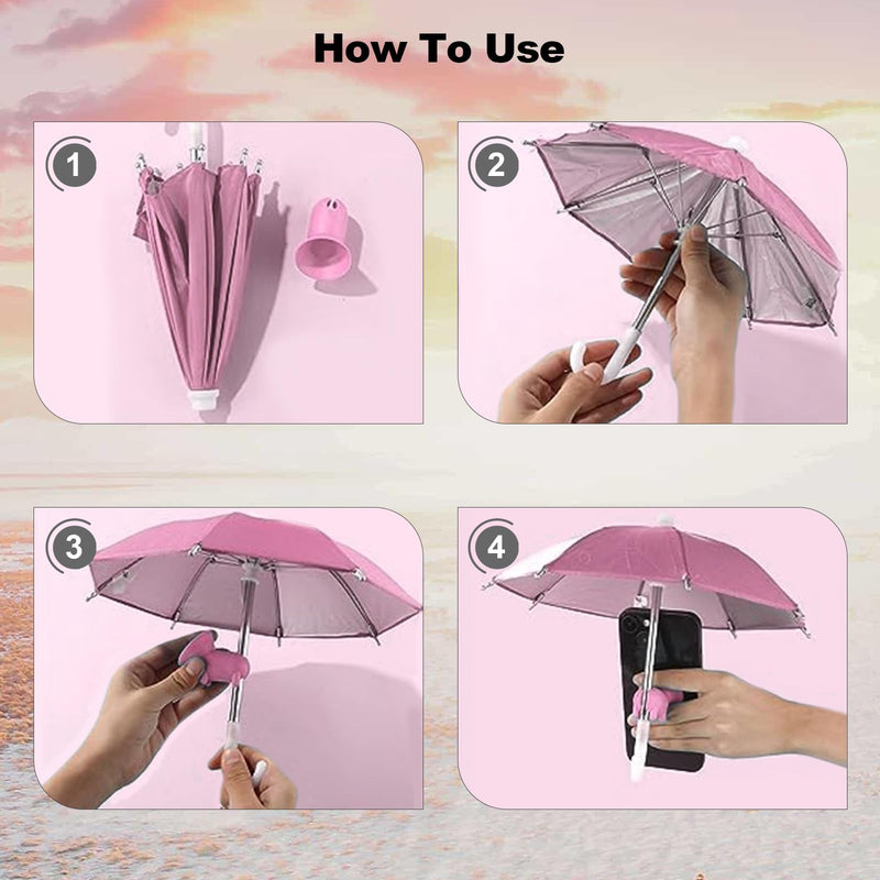 2pcs Cell Phone Umbrella for Sun Shade, Universal Adjustable Cute Phone Shade Umbrella with Piggy Style Suction Cup, Outdoor Anti-Glare Stand Sun Visor