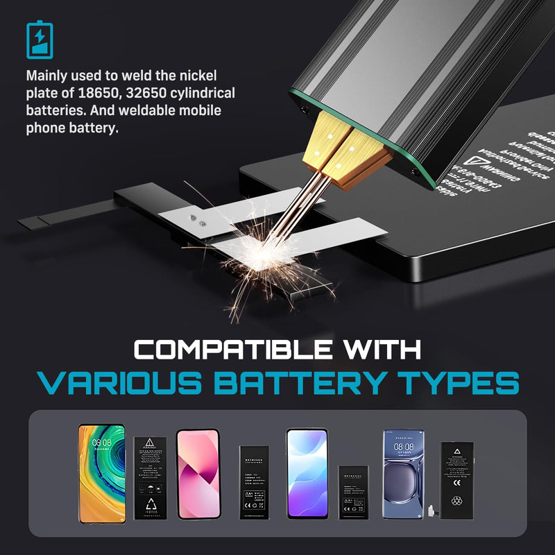 SEESII Battery Spot Welder: Handheld Spot Welding Machine with Rechargeable Battery, Mini Battery Welder for Nickel-Plated Sheets up to 0.2mm - for Battery Pack Assembly and Repair