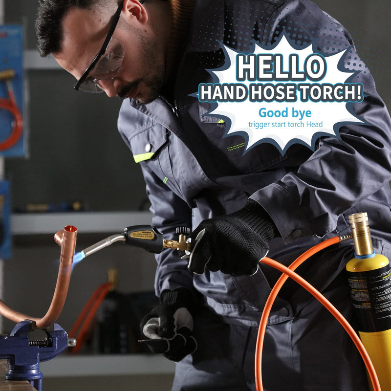 Propane Torch Hose Kit, Mapp Gas Torch Heat 3600℉ Map Gas Torch Kit Trigger Start & Heat Adjustment, Soldering Welding Torch Fuel by MAPP, Map/Pro,Propane(Includes Cylinder Clip) Orange